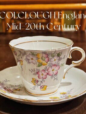 Vintage Colclough 6593 Floral Teacup Saucer Gold Trim